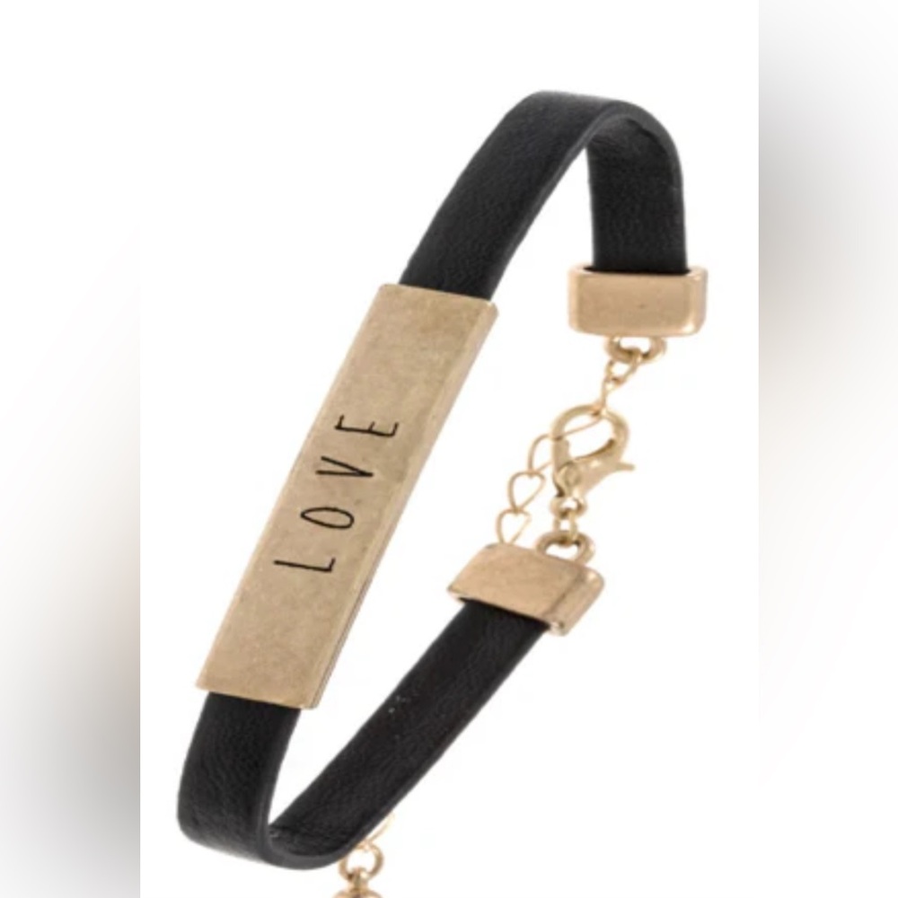 LOVE Bar Accent Faux Leather Bracelet